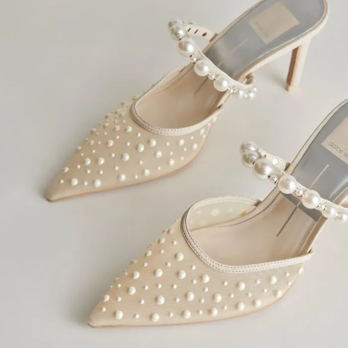 Heels Women Dolce Vita Katik Pearl Heels Ivory Mesh