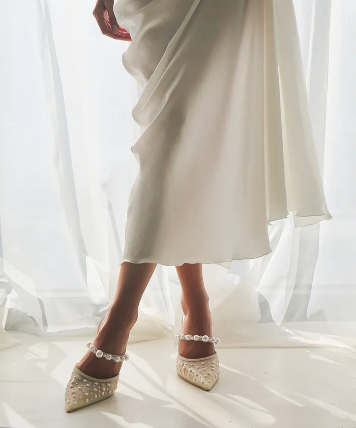 Heels Women Dolce Vita Katik Pearl Heels Ivory Mesh