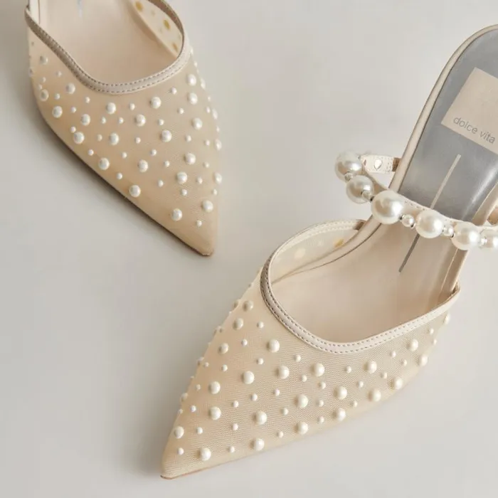 Heels Women Dolce Vita Katik Pearl Heels Ivory Mesh