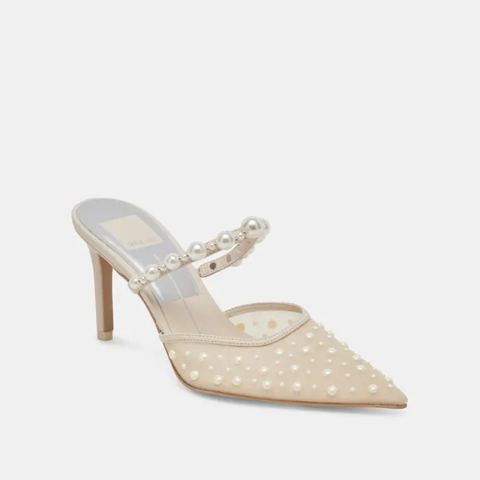 Heels Women Dolce Vita Katik Pearl Heels Ivory Mesh