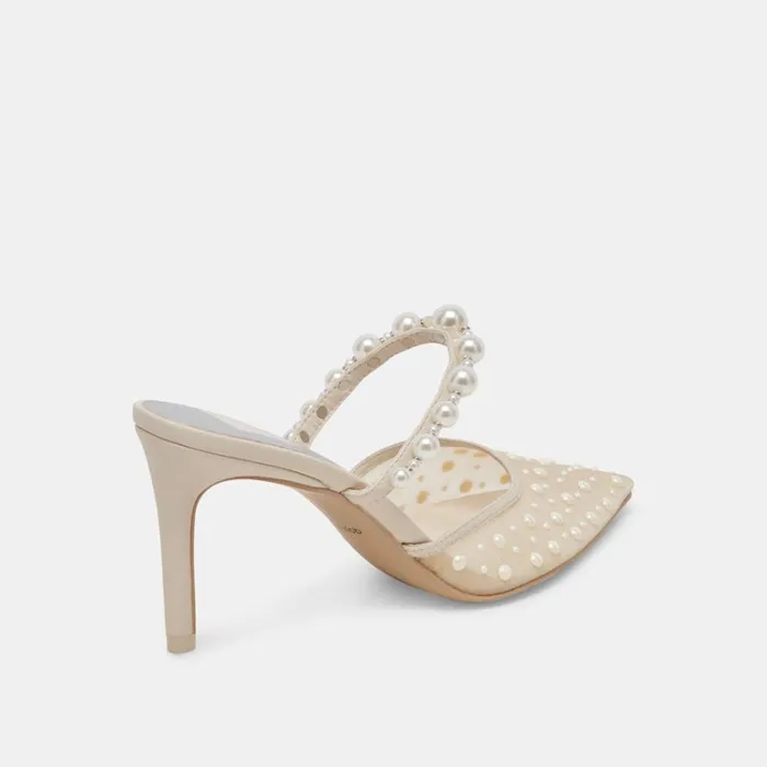 Heels Women Dolce Vita Katik Pearl Heels Ivory Mesh