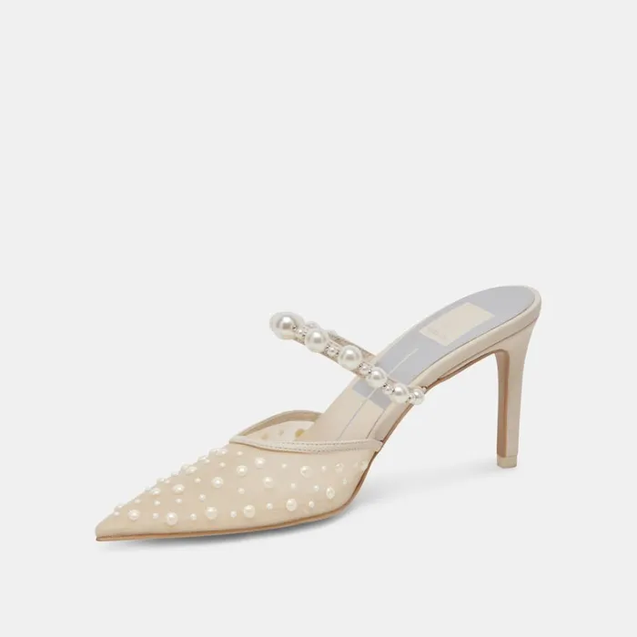 Heels Women Dolce Vita Katik Pearl Heels Ivory Mesh