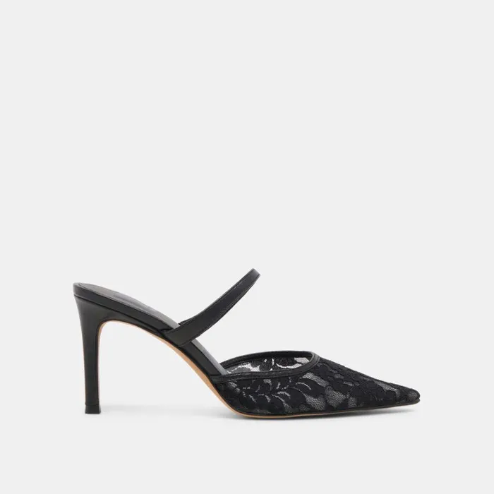 Heels Women Dolce Vita Katik Wide Heels Black Floral Lace