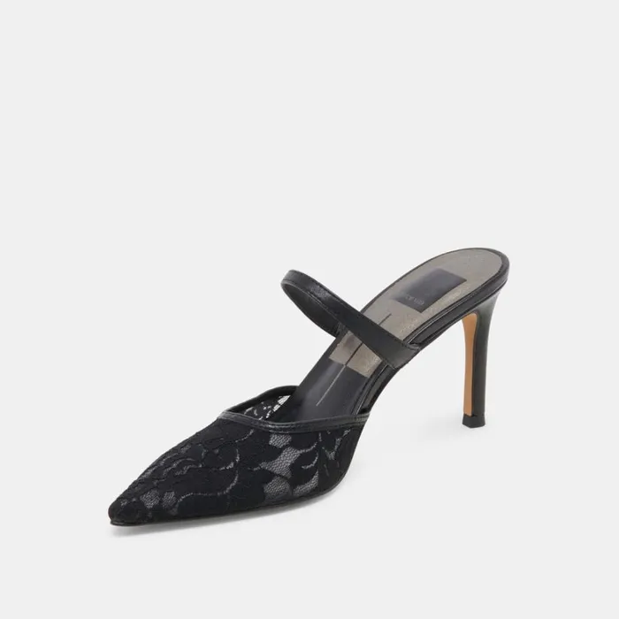 Heels Women Dolce Vita Katik Wide Heels Black Floral Lace