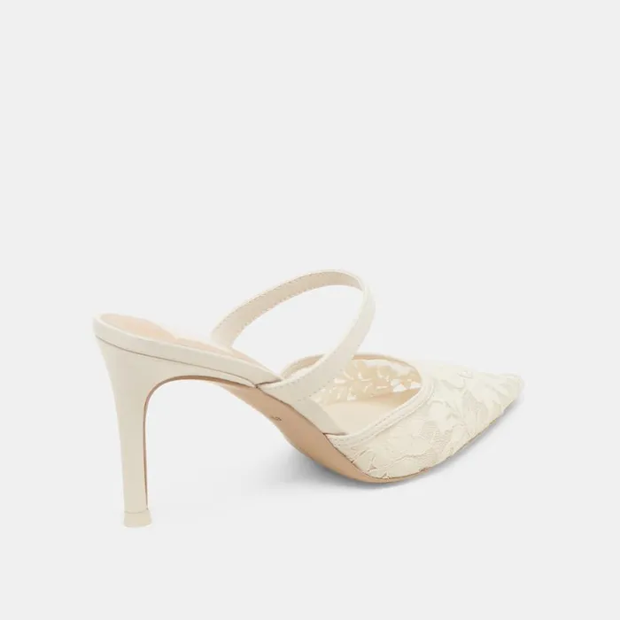 Heels Women Dolce Vita Katik Wide Heels White Floral Lace