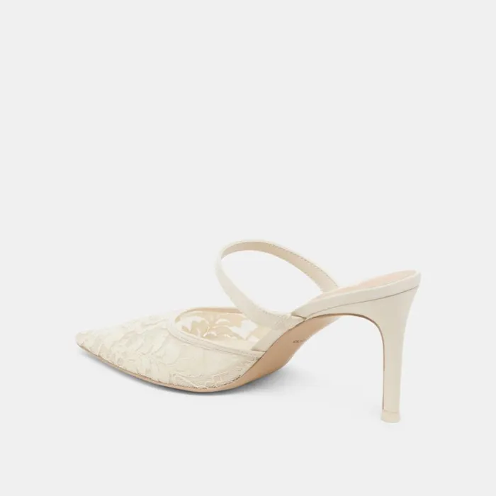 Heels Women Dolce Vita Katik Wide Heels White Floral Lace