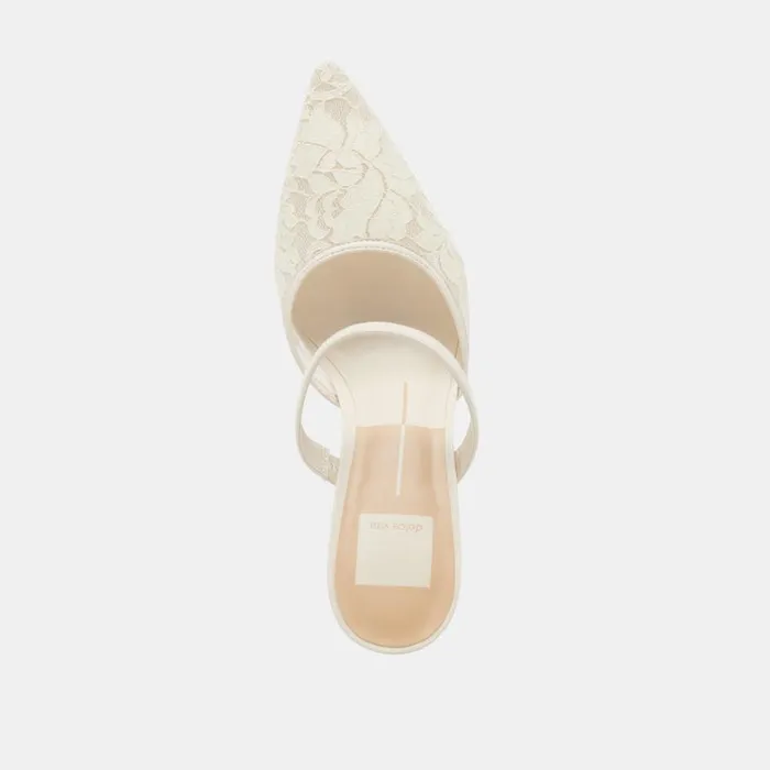 Heels Women Dolce Vita Katik Wide Heels White Floral Lace