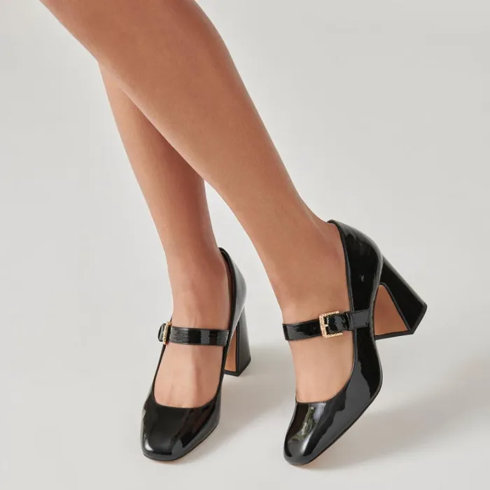 Heels Women Dolce Vita Lakota Heels Midnight Crinkle Patent