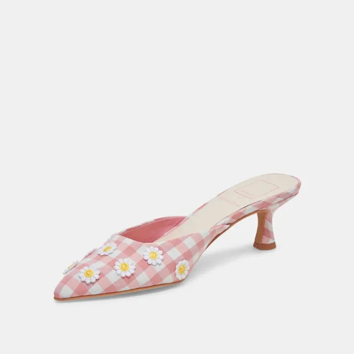 Heels Women Dolce Vita Lilou Heels White Pink Gingham