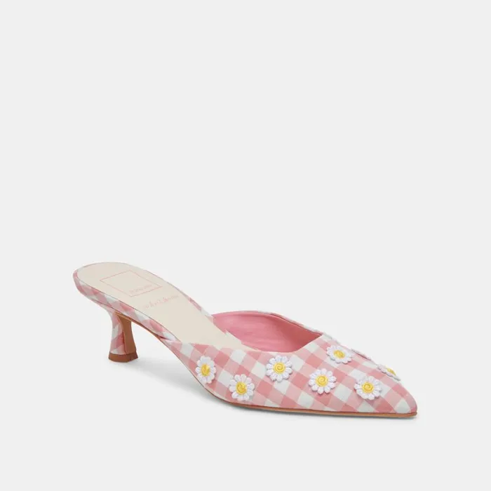 Heels Women Dolce Vita Lilou Heels White Pink Gingham