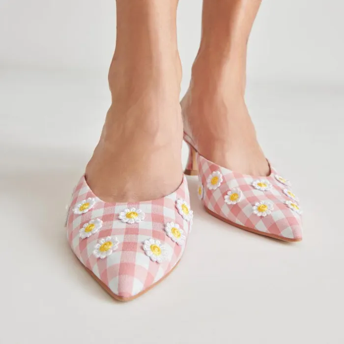 Heels Women Dolce Vita Lilou Heels White Pink Gingham