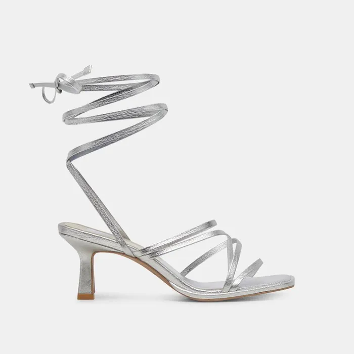 Heels Women Dolce Vita Malabo Heels Silver Metallic Leather