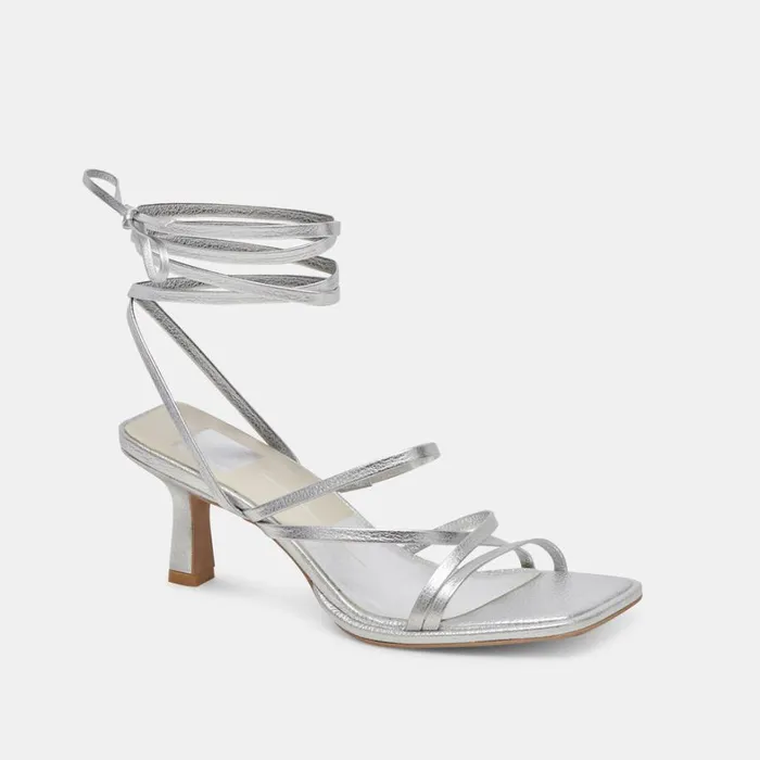 Heels Women Dolce Vita Malabo Heels Silver Metallic Leather