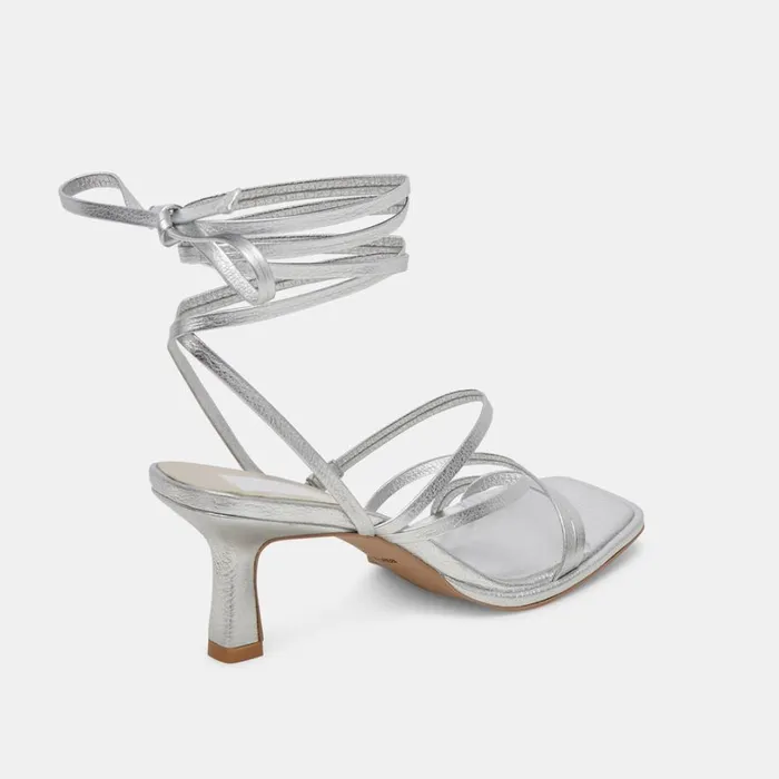 Heels Women Dolce Vita Malabo Heels Silver Metallic Leather