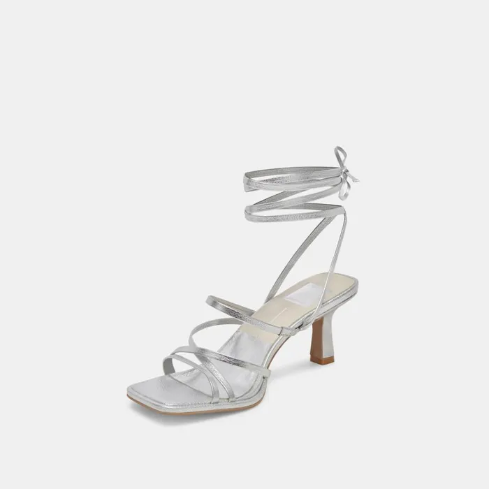 Heels Women Dolce Vita Malabo Heels Silver Metallic Leather