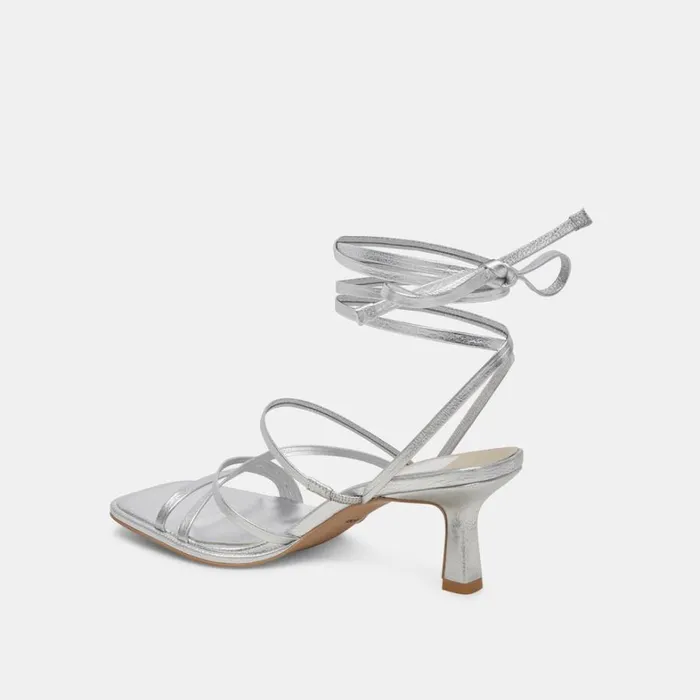 Heels Women Dolce Vita Malabo Heels Silver Metallic Leather