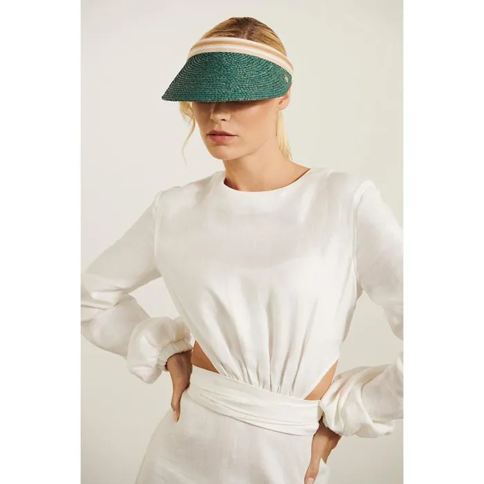 Helen Kaminski Bianca Palm Leafnougat Stripe Hats Visors