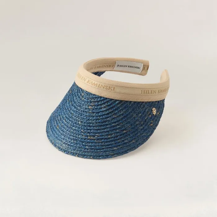 Helen Kaminski Bianca Sapphire Natural Logo Hats Visors