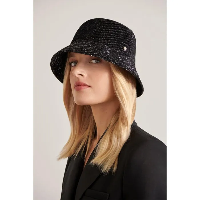 Helen Kaminski Florenze Black Sparkle Hats Bucket