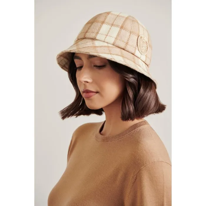 Helen Kaminski Franz Cream Check Hats Cloche