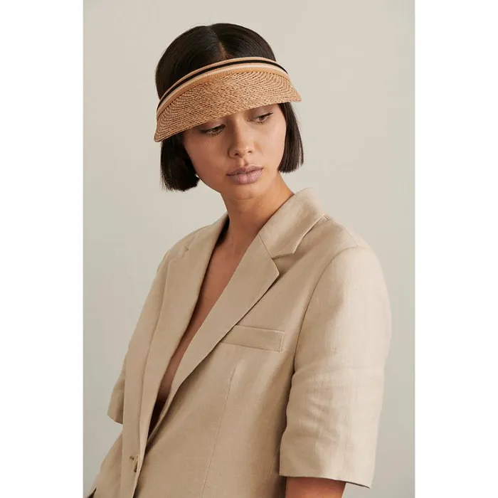 Helen Kaminski Marina Nougatblack Stripe Hats Visors