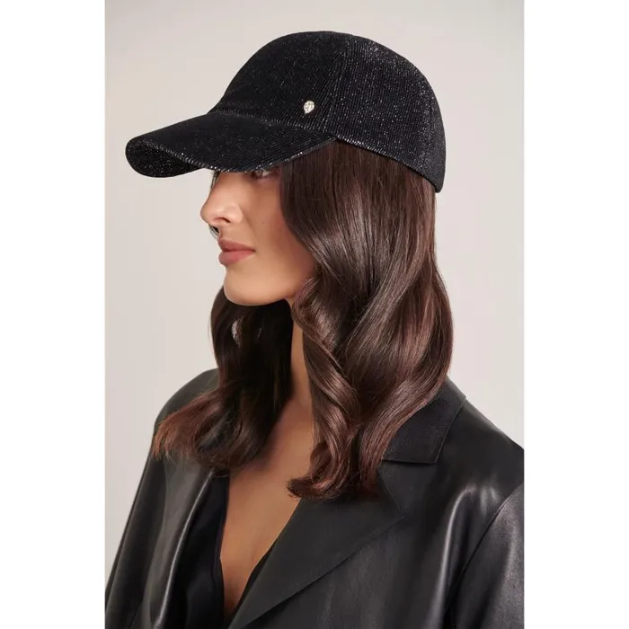 Helen Kaminski Minelli Black Sparkle Hats Caps