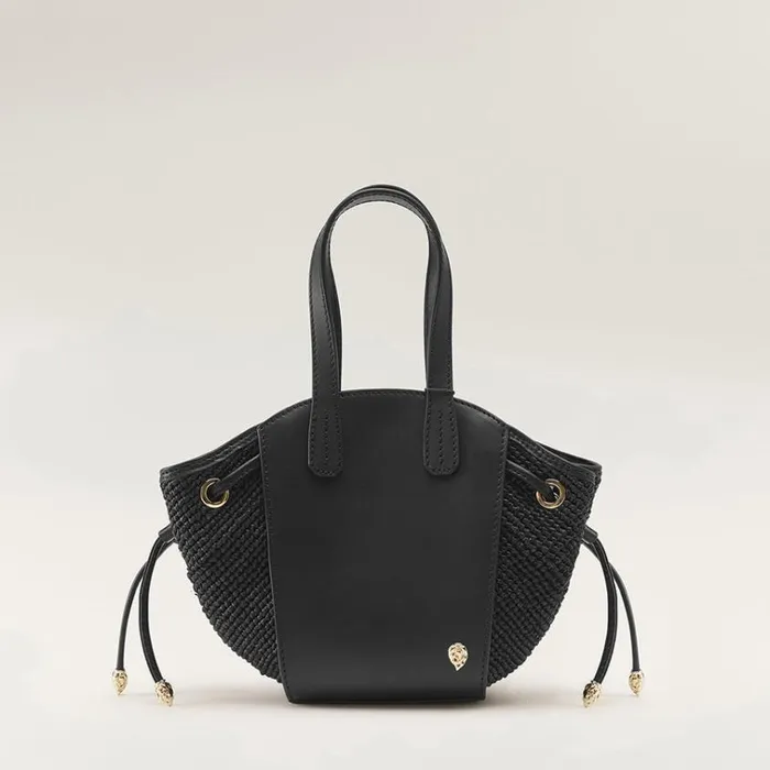 Helen Kaminski Piaf Tote With Raffia Blackcharcoal Bags Mini Bags
