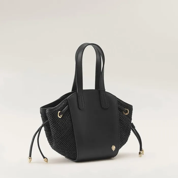 Helen Kaminski Piaf Tote With Raffia Blackcharcoal Bags Mini Bags