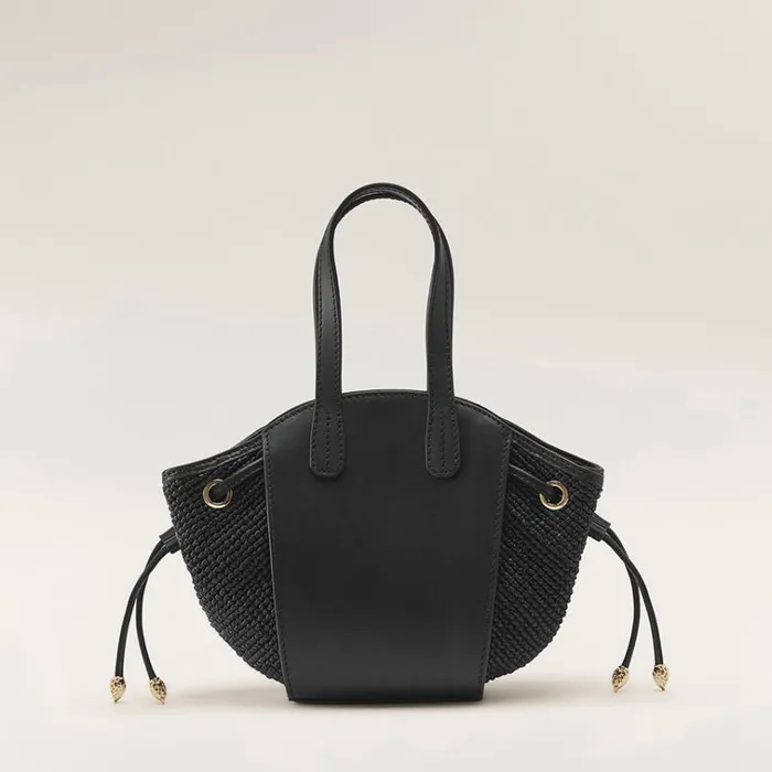 Helen Kaminski Piaf Tote With Raffia Blackcharcoal Bags Mini Bags