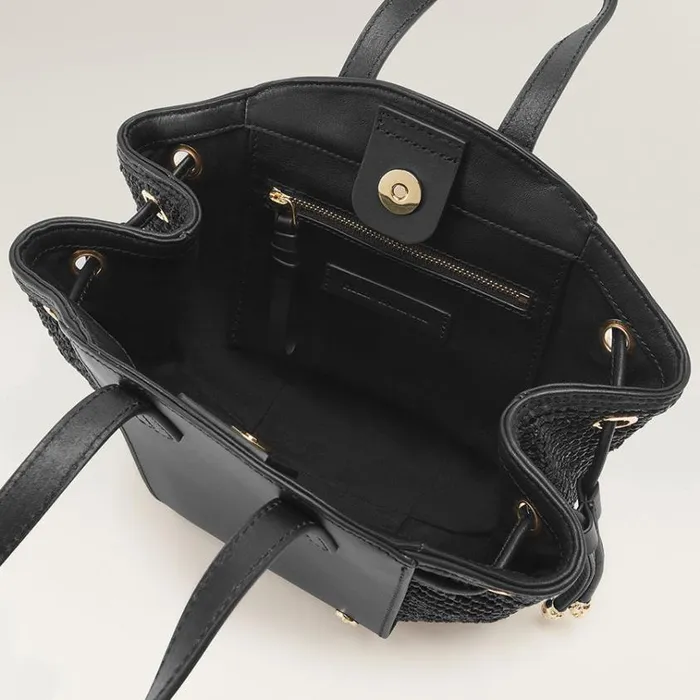 Helen Kaminski Piaf Tote With Raffia Blackcharcoal Bags Mini Bags