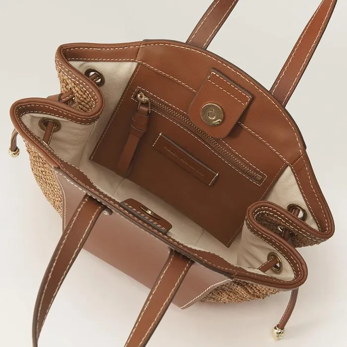 Helen Kaminski Piaf Tote With Raffia Cuoio Nougat Bags Mini Bags