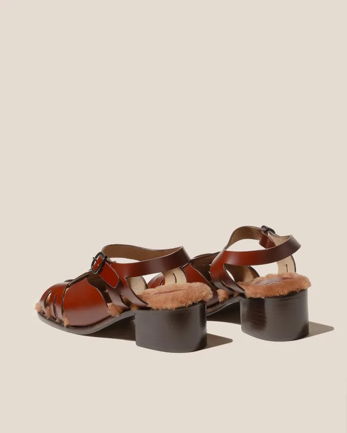 Hereu ANCORA SQUARED HEELED SHEARLING 8211 OpenToe Fisherman Sandal Women Heels