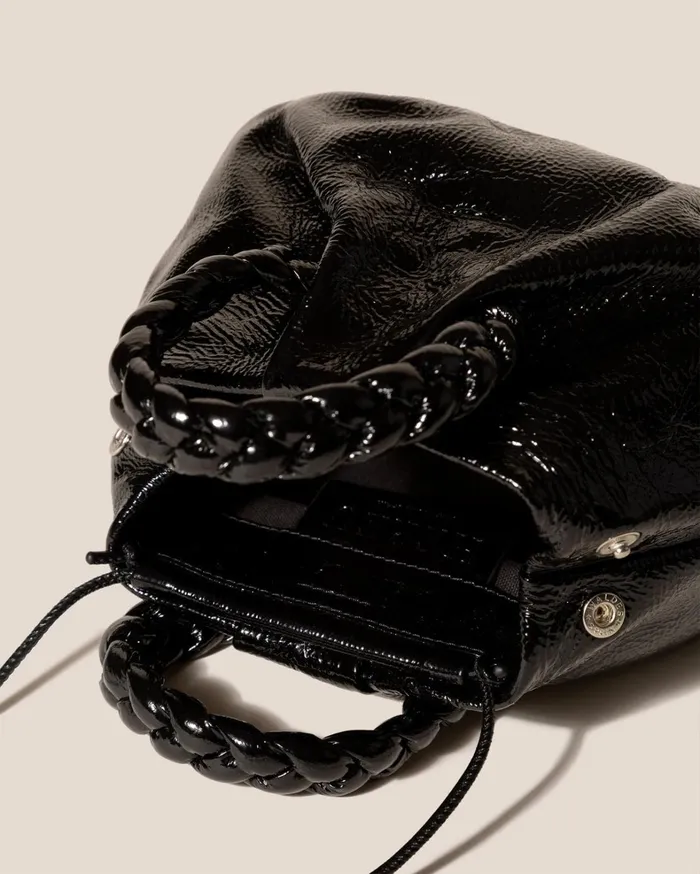 Hereu BOMBON CRINKLED GLOSSY 8211 Small Plaitedhandle Leather Crossbody Bag Women Crossbody Bags