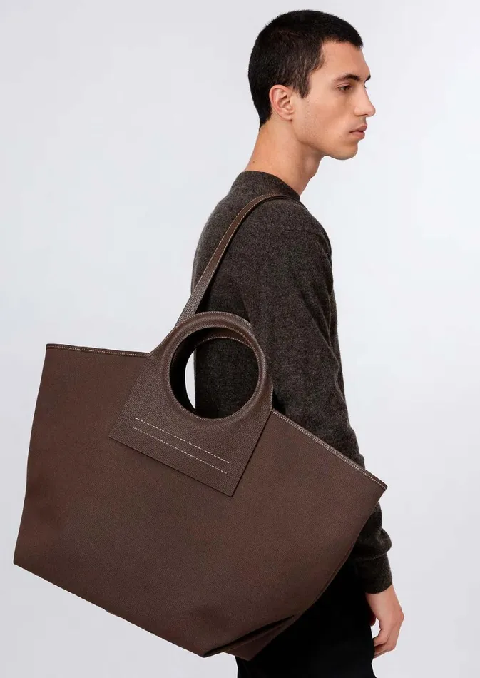 Hereu CALA L 8211 Leathertrimmed Canvas Tote Bag WomenMen Tote Bags
