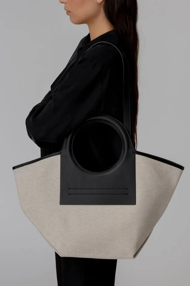 Hereu CALA S 8211 Leathertrimmed Canvas Tote Bag WomenMen Tote Bags