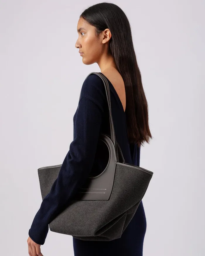 Hereu CALA S WINTER 8211 Leathertrimmed Thick Textile Tote Bag WomenMen Tote Bags
