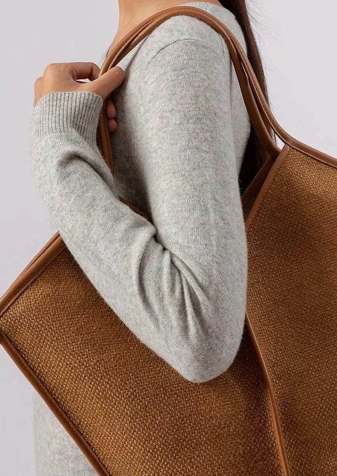 Hereu CALELLA WINTER 8211 Leathertrimmed Organic Cotton Tote Bag WomenMen Tote Bags