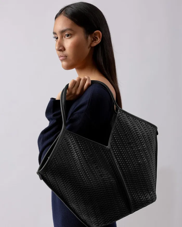 Hereu CALELLA WOVEN 8211 Leathertrimmed Tote Bag WomenMen Shoulder Bags
