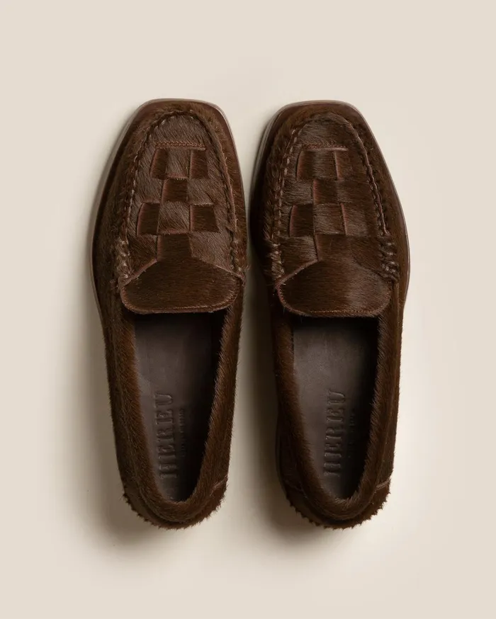 Hereu NOMBELA CALF HAIR 8211 Interwoven Detail Slipon Loafer Women Loafers