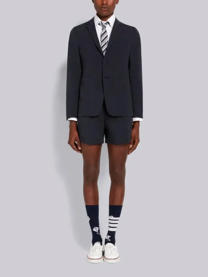 High Density Nylon Tech Unconstructed Sack Jacket Navy Men Thom Browne Jackets and Suiting