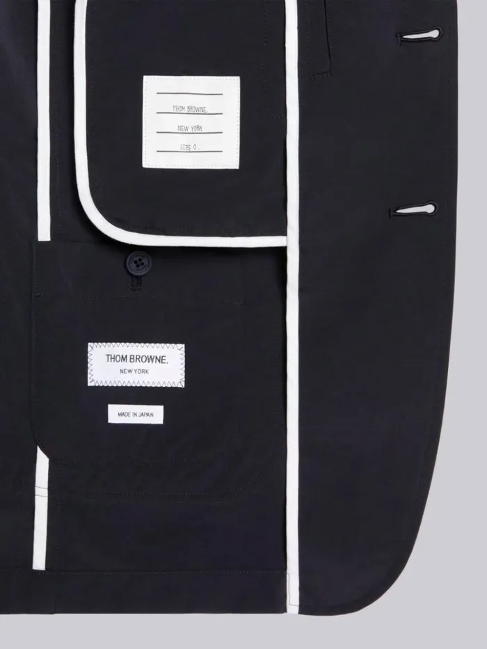 High Density Nylon Tech Unconstructed Sack Jacket Navy Men Thom Browne Jackets and Suiting