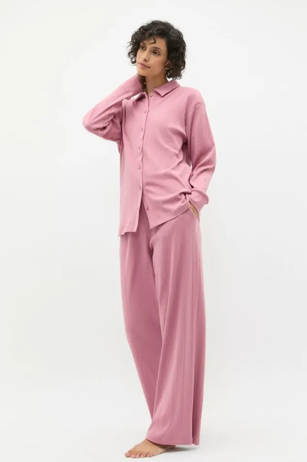 HomeWomen Sleepwear Seed Heritage Vertical Rib Shirt And Pant Set Mauve