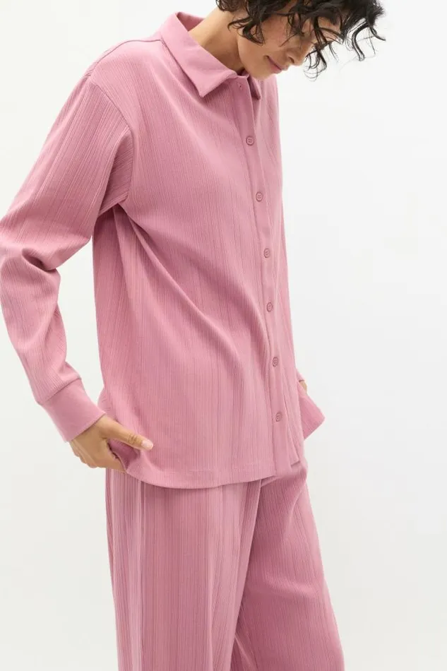 HomeWomen Sleepwear Seed Heritage Vertical Rib Shirt And Pant Set Mauve