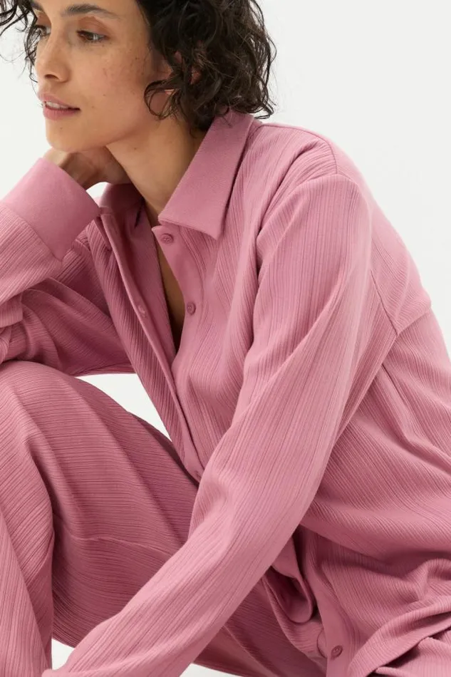 HomeWomen Sleepwear Seed Heritage Vertical Rib Shirt And Pant Set Mauve