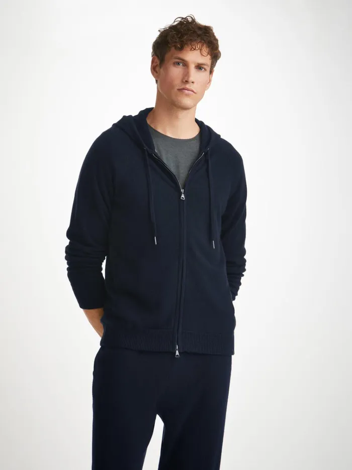 Hooded Tops Men Derek Rose Hoodie Finley Cashmere Navy