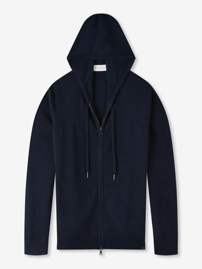 Hooded Tops Men Derek Rose Hoodie Finley Cashmere Navy
