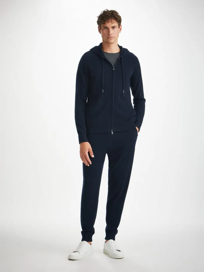 Hooded Tops Men Derek Rose Hoodie Finley Cashmere Navy