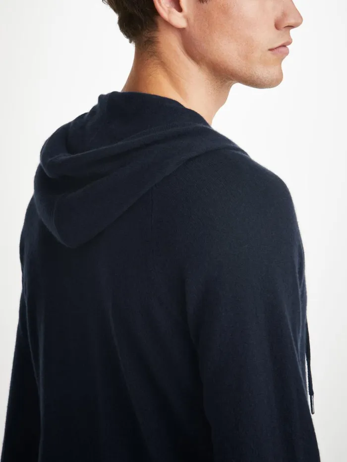 Hooded Tops Men Derek Rose Hoodie Finley Cashmere Navy