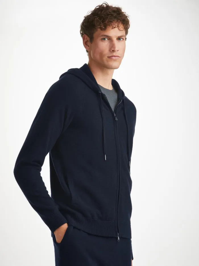 Hooded Tops Men Derek Rose Hoodie Finley Cashmere Navy