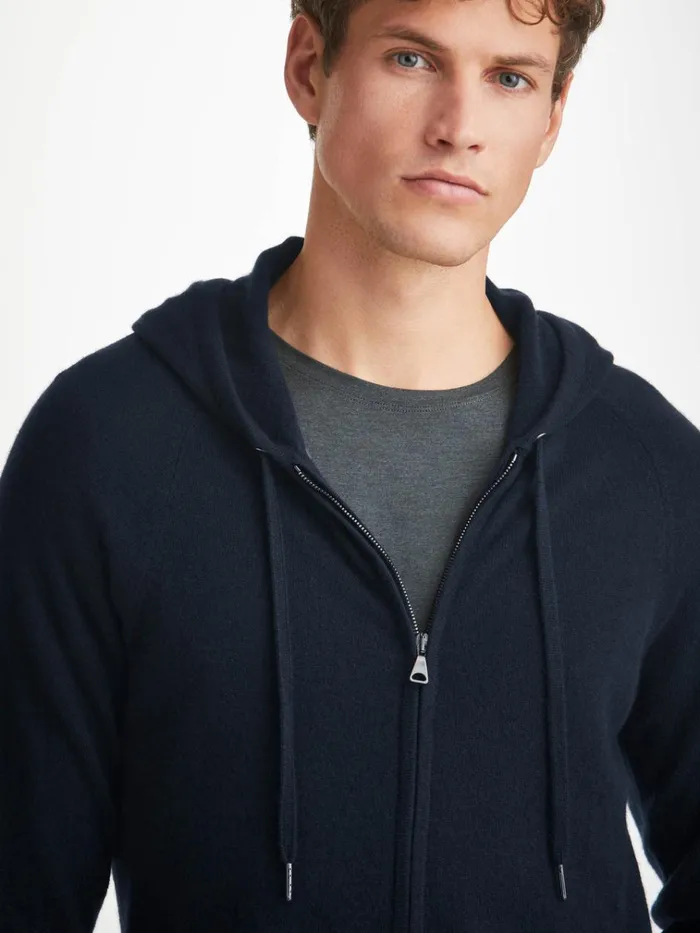 Hooded Tops Men Derek Rose Hoodie Finley Cashmere Navy
